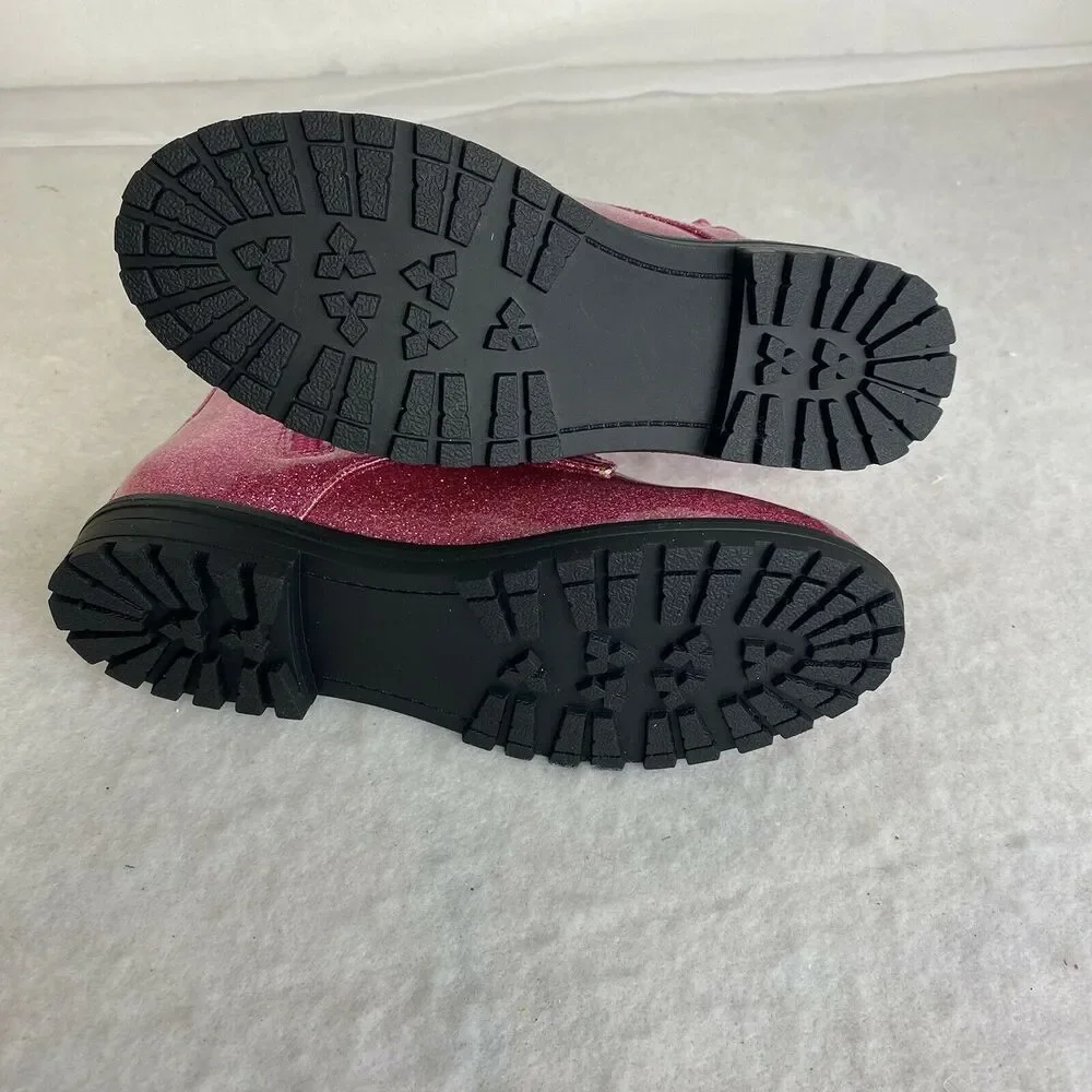 Tucker + Tate Glitter‎ Ankle Boots Shoes Maisie Bootie Pink Lace Up Sz 3M